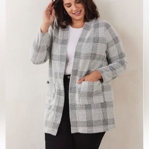 Penningtons In Every Story Grey Check Coatigan with Pockets